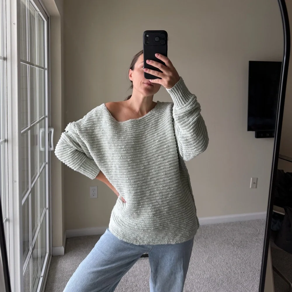 Free People Menace Solid Tunic Sweater Oversized Slouchy Mint Green Size Medium
